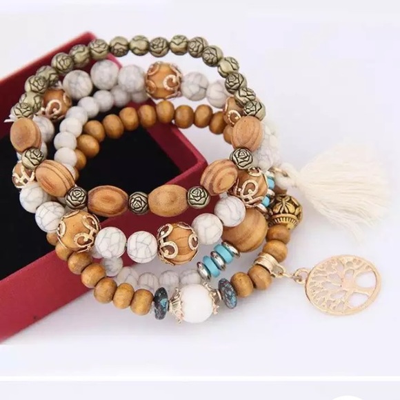 NEW💙💎BUNDLE WOOD MARBLED💛GOLDEN🌹ROSE BEADS💎💙 - Picture 6 of 8